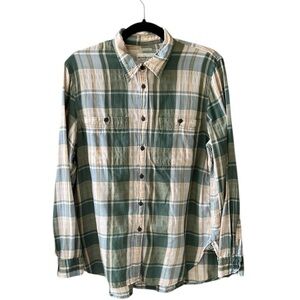 Denim & Supply Ralph Lauren SzL Cotton Plaid Long Sleeve Button Down Shirt Green
